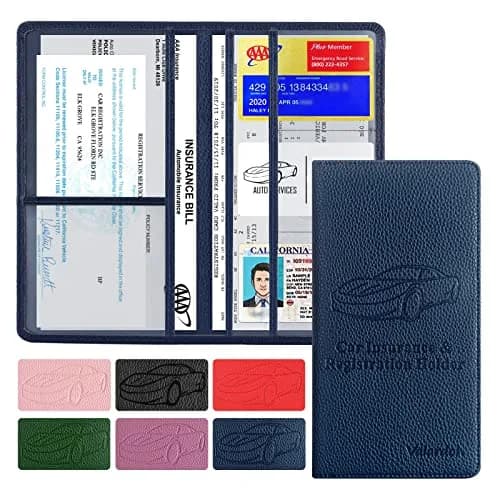 Valardoh Premium Car Document Holder Deep Blue | Organizes License, Insurance & Registration Cards thumbnail 1