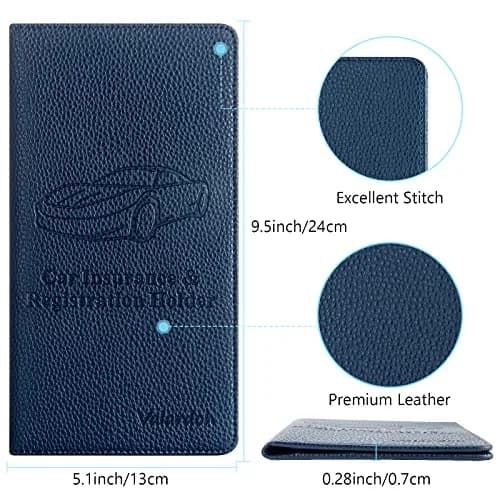 Valardoh Premium Car Document Holder Deep Blue | Organizes License, Insurance & Registration Cards thumbnail 4