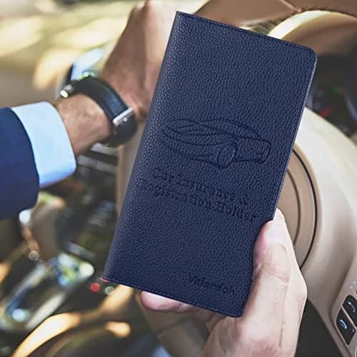 Valardoh Premium Car Document Holder Deep Blue | Organizes License, Insurance & Registration Cards thumbnail 6