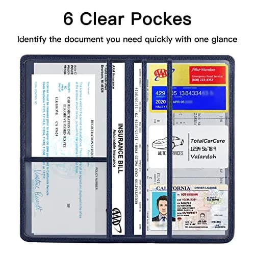 Valardoh Premium Car Document Holder Deep Blue | Organizes License, Insurance & Registration Cards thumbnail 3