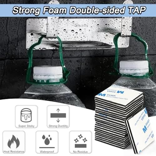 UPINS Black 180 Pack Double Sided Foam Tape Squares | 40mm x 40mm (1.57" x 1.57") x 3mm Thick thumbnail 6