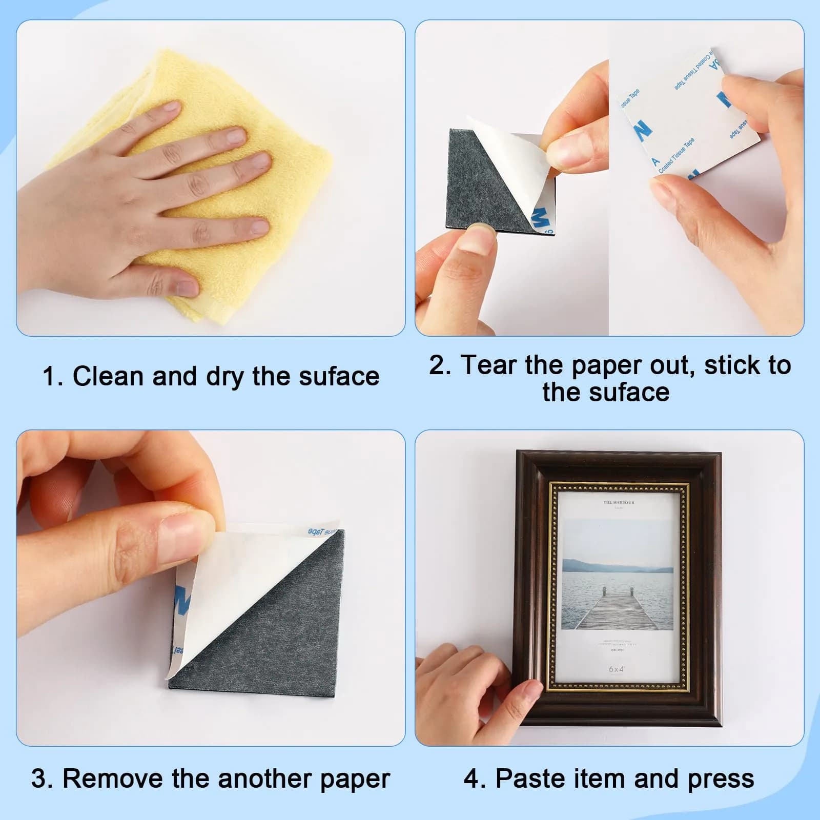 UPINS Black 180 Pack Double Sided Foam Tape Squares | 40mm x 40mm (1.57" x 1.57") x 3mm Thick - view 3