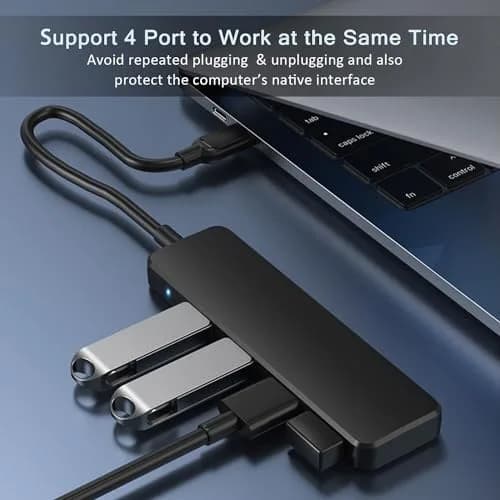vienon USB Hub 4 Port 3.0 (10.16 cm / 3.94 in) | Expands 1 USB-A to 4 USB-A Ports thumbnail 2