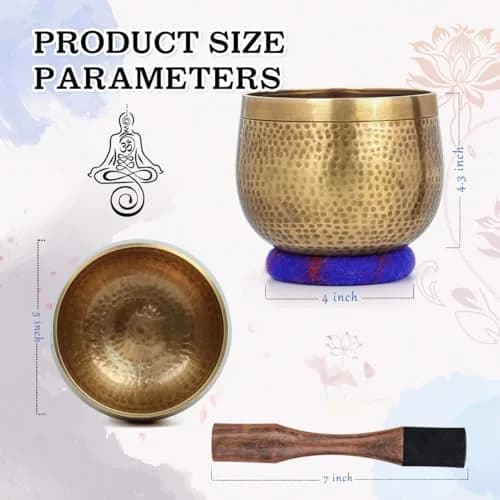 Relaehih Tibetan Singing Bowl Set 12.7 cm (5 inch) | Authentic Nepal Hand-Hammered Meditation Chakra Sound Bowl thumbnail 2