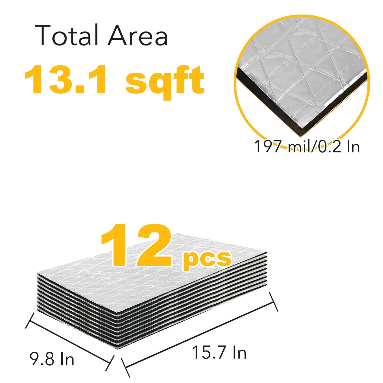 KOIKEY Sound Deadening Mat 10mm (394 Mil) 13.1 sqft | Reduces Road Noise & Vibration - view 5