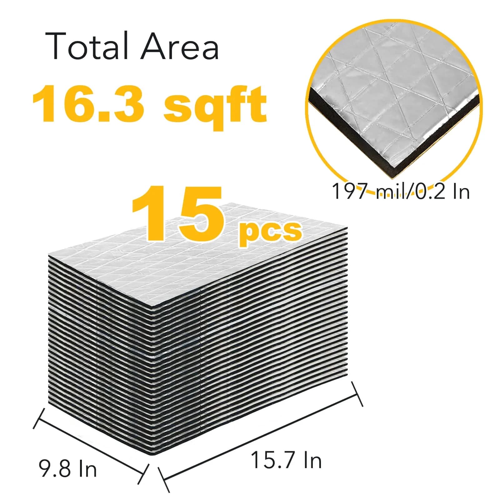 KOIKEY Car Sound Deadening Mat 15 pcs 16.3 sqft 197mil | Reduces Road Noise and Vibration - view 6
