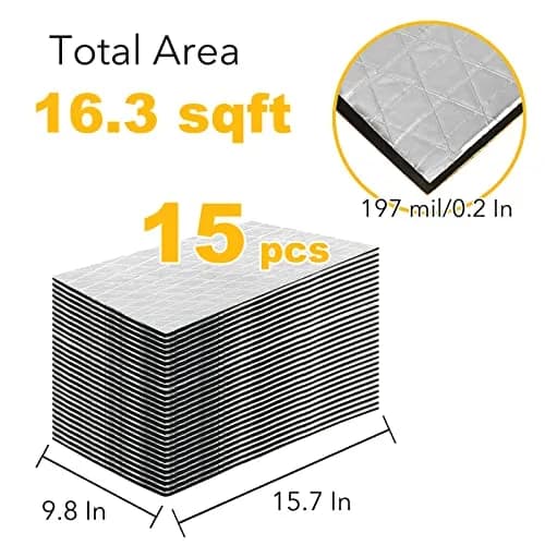 KOIKEY Car Sound Deadening Mat 15 pcs 16.3 sqft 197mil | Reduces Road Noise and Vibration thumbnail 6