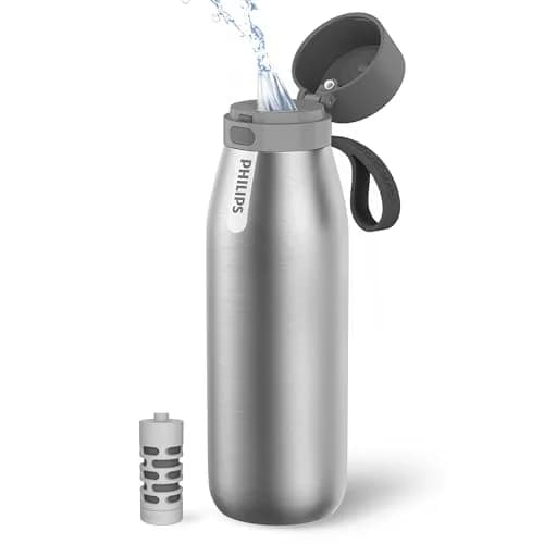 PHILIPS Filtered Water Bottle Stainless Steel Travel Keeps Cold 32oz | Double-Wall Insulation & Filtered Water thumbnail 1