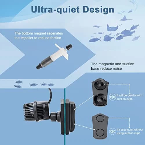 hygger 2100 GPH Aquarium Wave Maker Pump with Magnetic Suction Base & 360° Rotation | 12W Powerhead for 75-130 Gal Tanks thumbnail 3