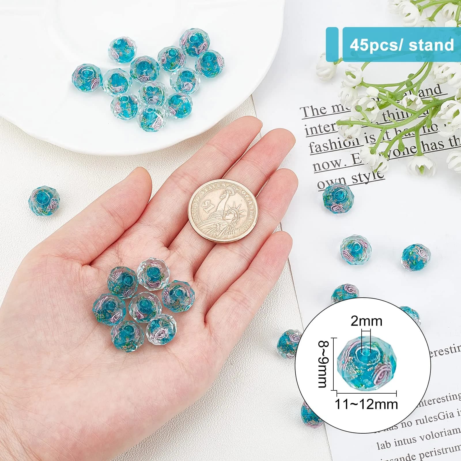 PH PandaHall Gold Sand Lampwork Beads 12mm (0.47in) | Handmade Glass Beads for Jewelry Making - view 3