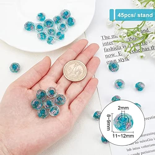 PH PandaHall Gold Sand Lampwork Beads 12mm (0.47in) | Handmade Glass Beads for Jewelry Making thumbnail 3