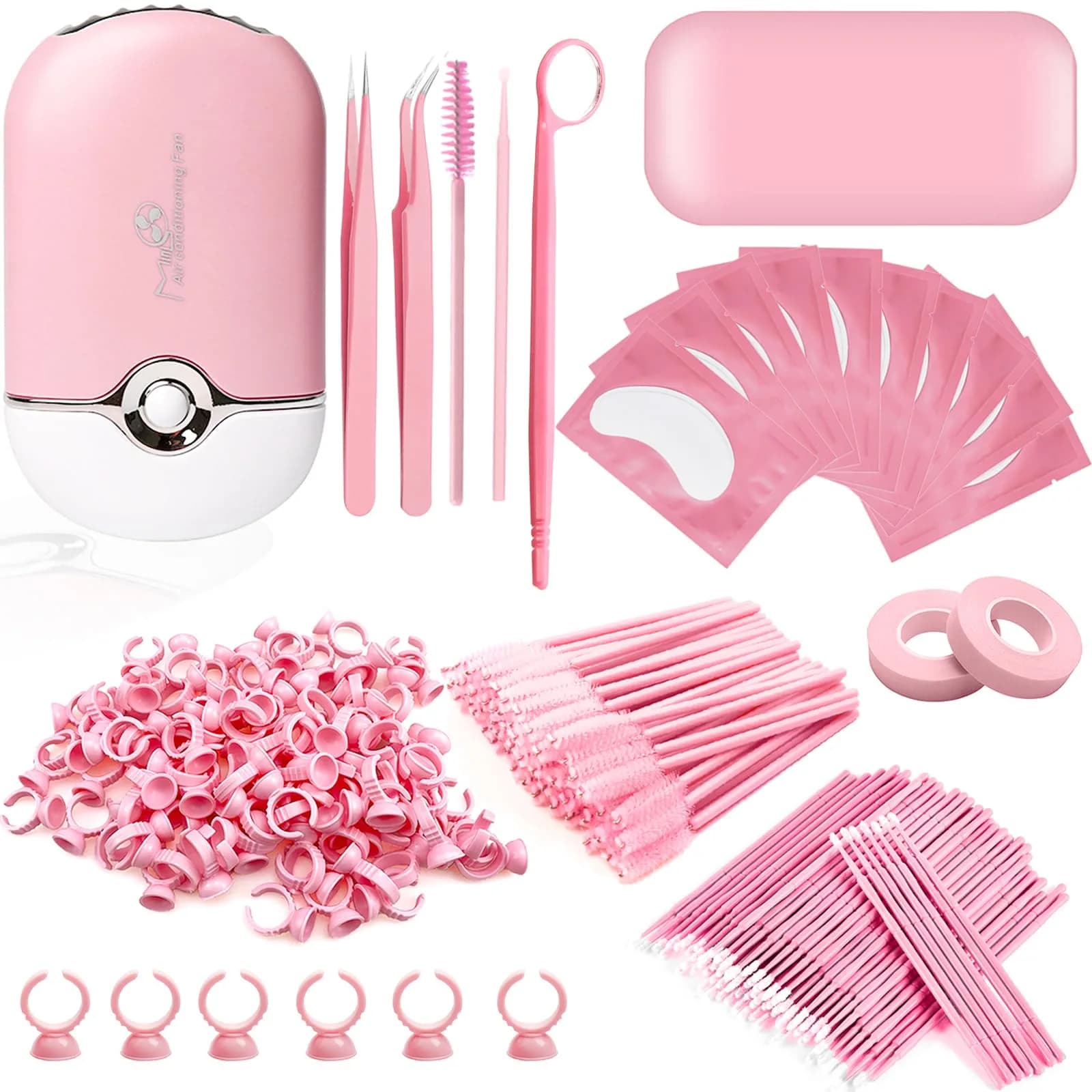 QUKLOGEN 267-Piece Eyelash Extension Kit with USB Fan Dryer | Professional Lash Tools for All Skin Types - main product image