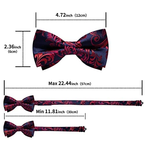 DiBanGu Silk Bow Tie Pre-Tied Set for Men in Gift Box, Blue Red | Adjustable, High-Quality Silk, Perfect for Formal & Informal Occasions thumbnail 4