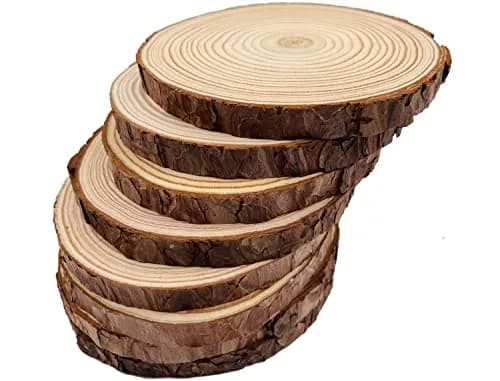 William Craft Natural Wood Slices 9 Pcs 13-14cm (5.1-5.5 inch) Rustic Wedding DIY Craft Wood Kit | Pack of 9 thumbnail 3