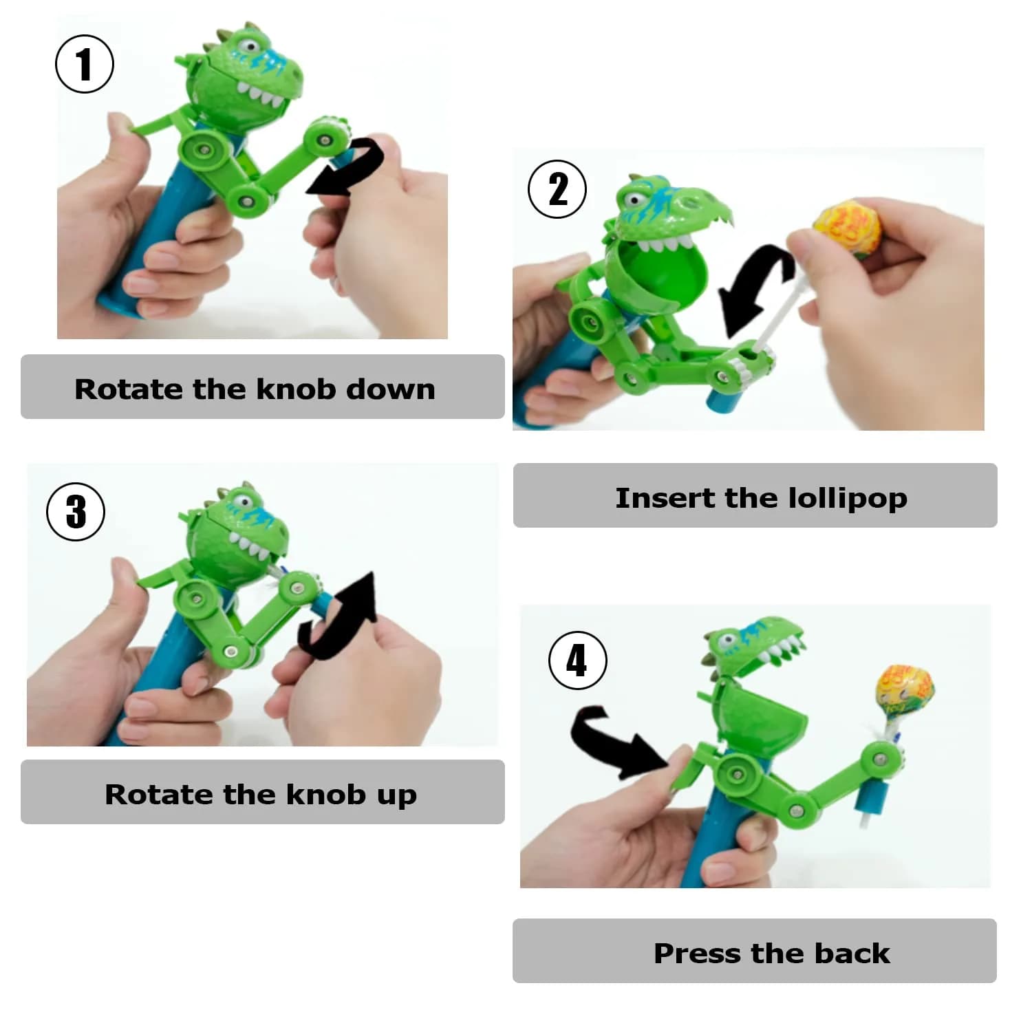 HDLNKAK Dinosaur Lollipop Holder 4 Pcs | BPA-Free ABS Plastic, Green & Brown Set - view 5