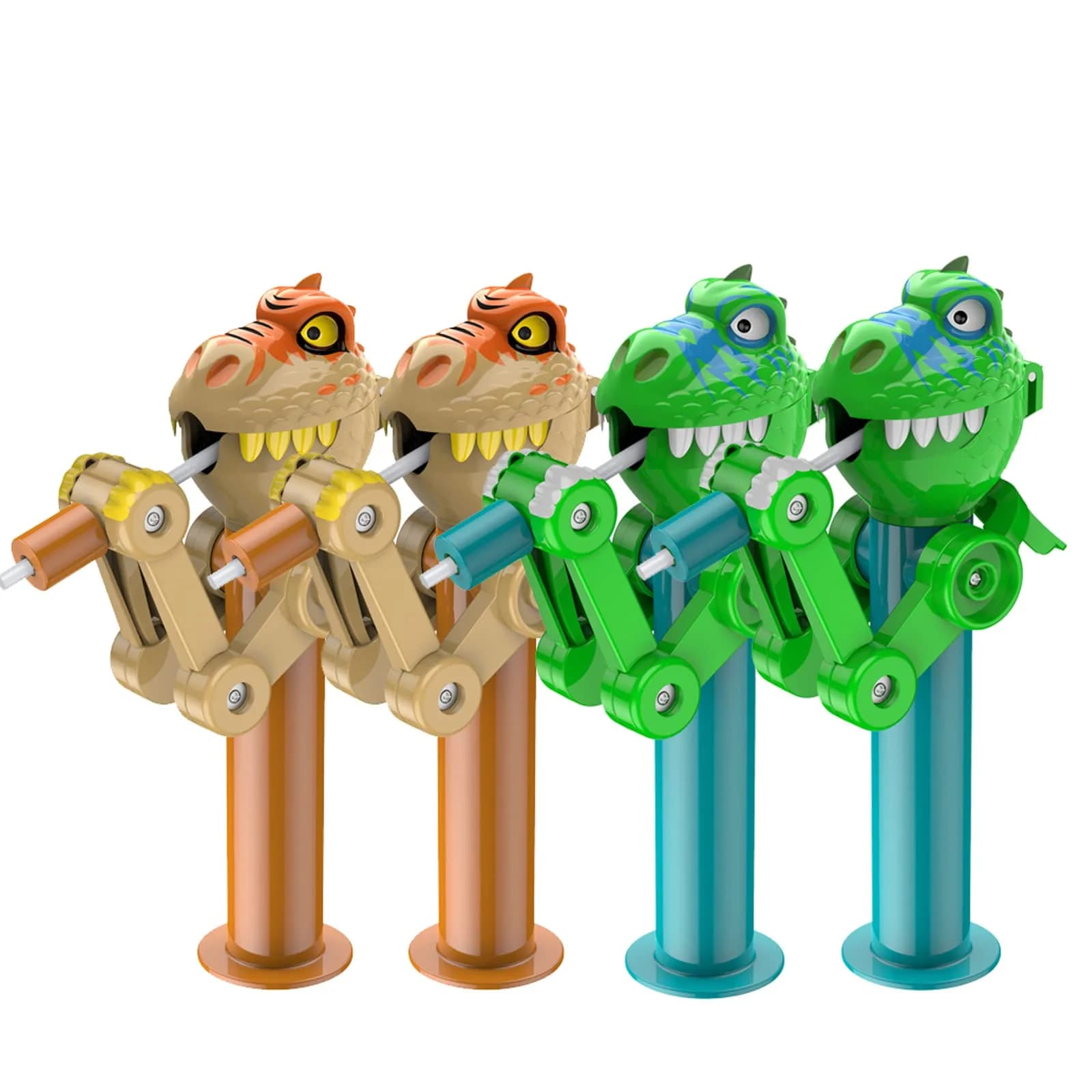 HDLNKAK Dinosaur Lollipop Holder 4 Pcs | BPA-Free ABS Plastic, Green & Brown Set - view 7