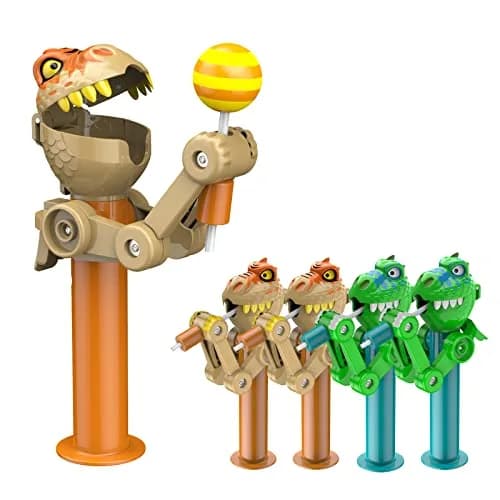 HDLNKAK Dinosaur Lollipop Holder 4 Pcs | BPA-Free ABS Plastic, Green & Brown Set thumbnail 1