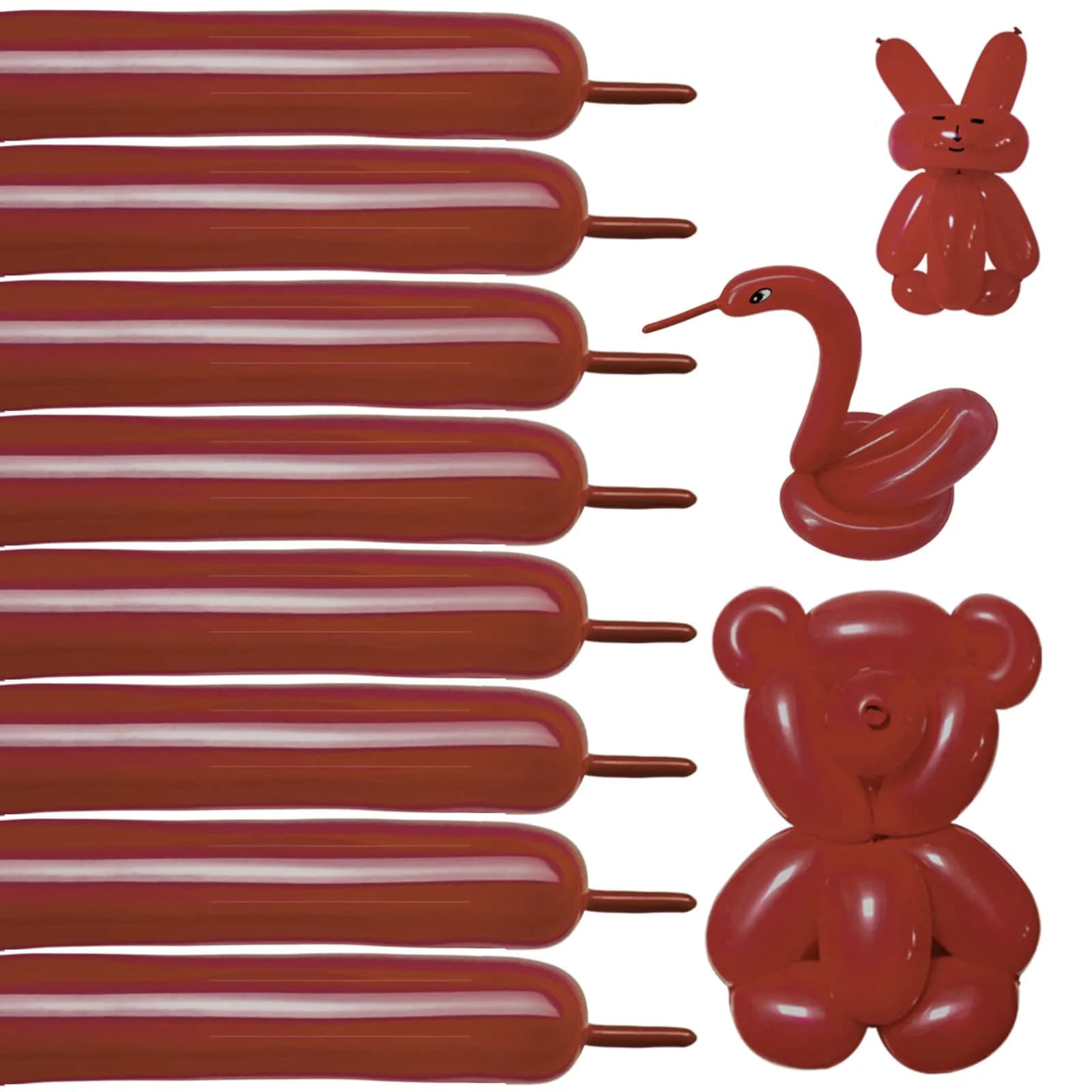 KUULBELA Magic Coffee 260 Balloon Kit for Balloon Animals, Long Brown Latex Balloons for Twisting & Modelling, 100Pcs | Assorted Colors Balloon — Coffee