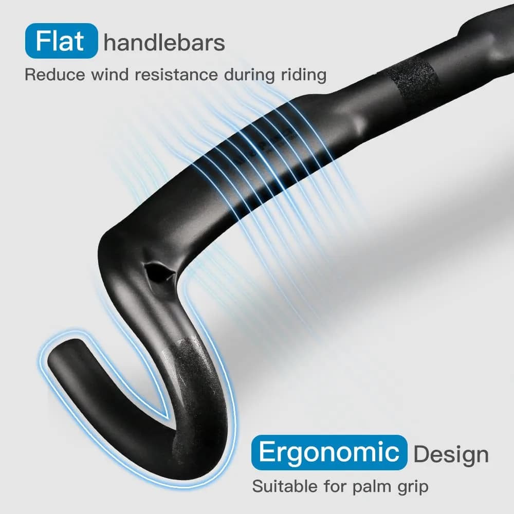 Alfa Pasca 31.8 x 400mm Black UD Matte Carbon Fiber Aero Road Bike Handlebars - view 4