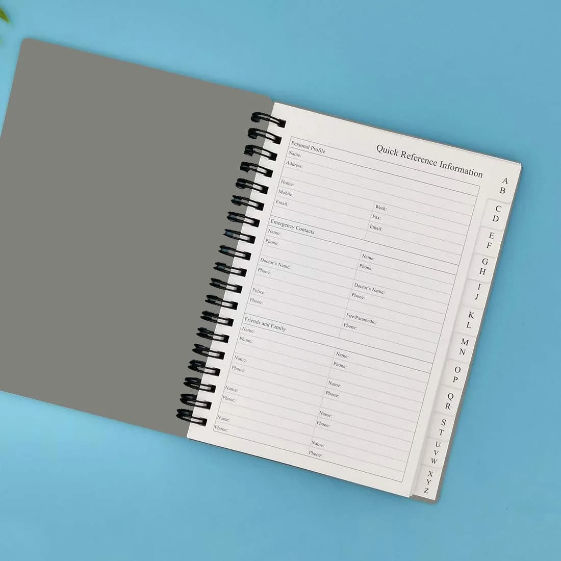 Nokingo Grey 5x7 Inch Address & Birthday Book with Tabs, 120 Pages | Alphabetical Organizer - view 2