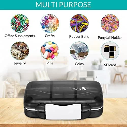 Fullicon Moistureproof Airtight Pill Organizer, Portable, 7 Compartment | Moistureproof & Double Lock for Travel & Daily Use thumbnail 2