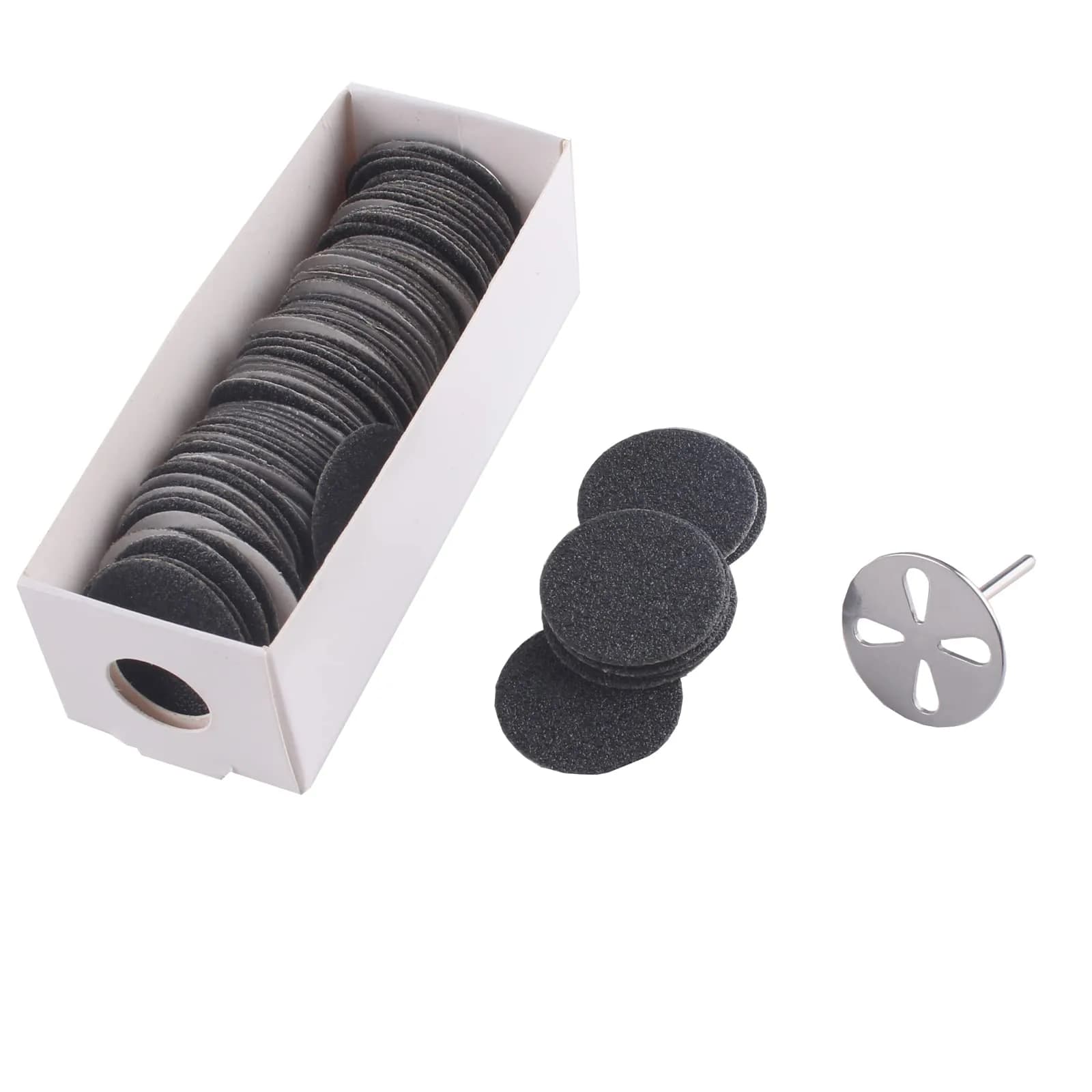 MZCMSL Foot Scraper Kit 100pcs Discs & Metal Nail Bit, Coarse Grit | Pedicure & Callus Removal — Black