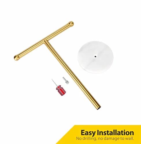 WAYDELI Gold Hand Towel Holder Stand with Marble Base | T-Shape Stainless Steel Rack thumbnail 7