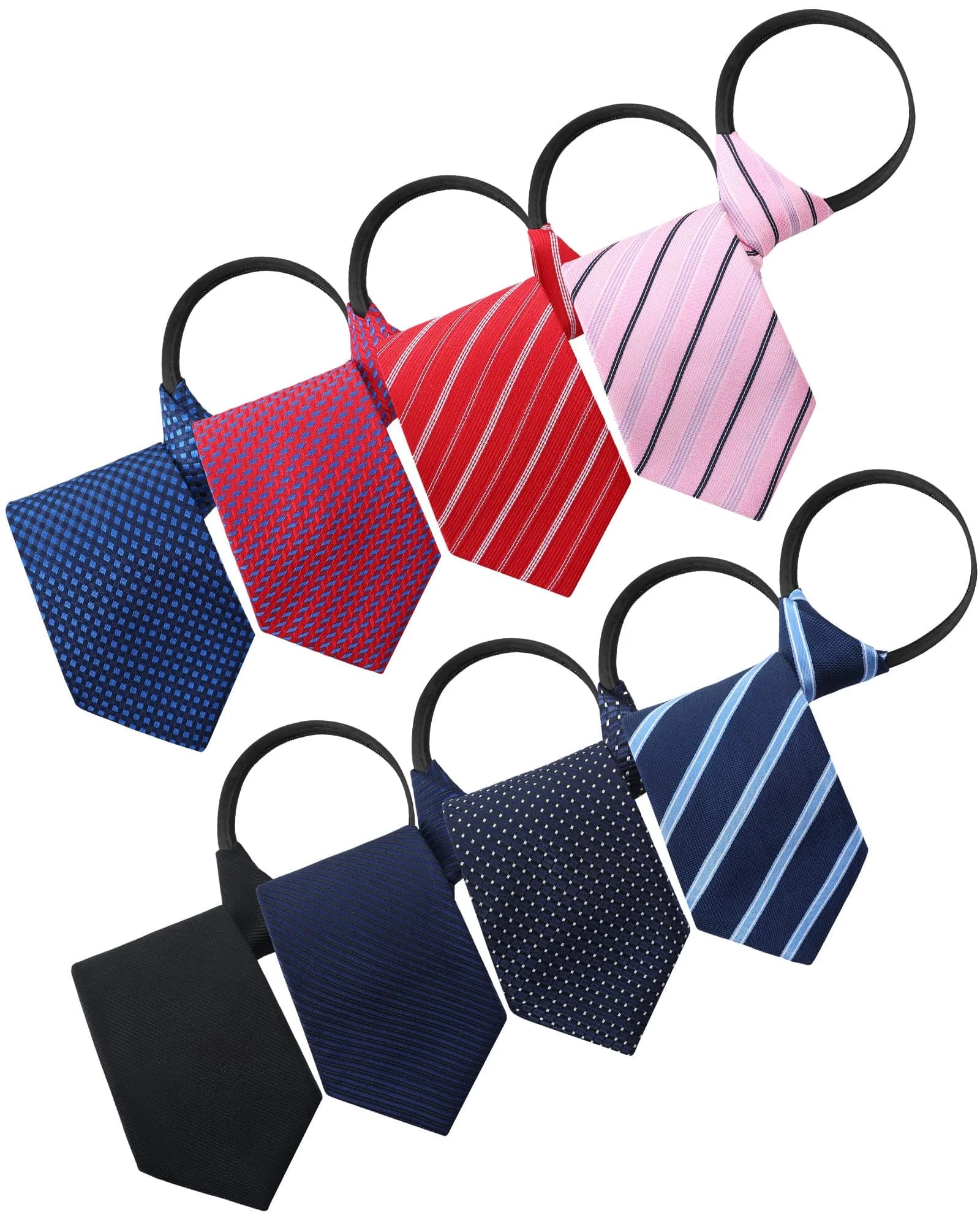 Geyoga Zipper Ties for Men 8 Pack | Adjustable Pre Tied Silky Neckties for Business & Wedding — Stylish Color - main product image