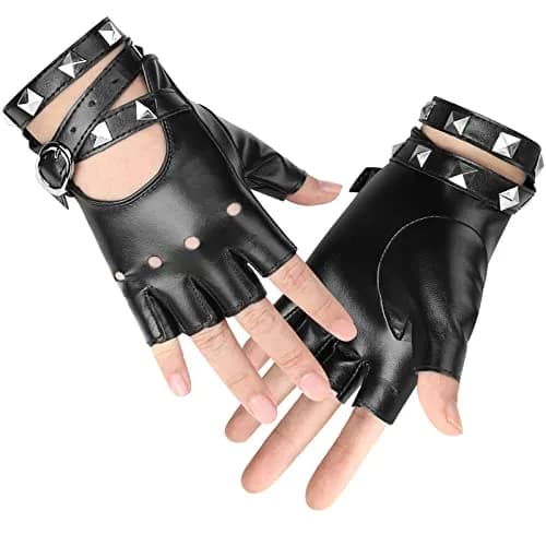 Accmor Leather Punk Gloves Fingerless Gloves for Women 18cm | Fashion & Durability thumbnail 3