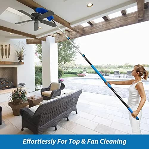 VITEVER 20 Feet High Reach Duster Kit with 5-12 Ft Extension Pole, Cobweb Duster, Window Squeegee & Scrubber | Cleans High Ceilings, Fans, and Windows thumbnail 4