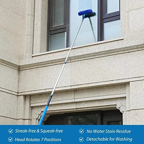 VITEVER 20 Feet High Reach Duster Kit with 5-12 Ft Extension Pole, Cobweb Duster, Window Squeegee & Scrubber | Cleans High Ceilings, Fans, and Windows thumbnail 3