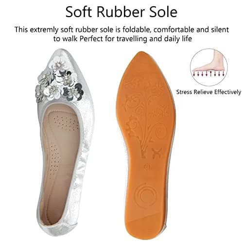 KUNWFNIX Women's Ballet Flats Sequins Foldable Comfort Slip-on Flat Shoes | Sparkly Wedding & Casual thumbnail 5