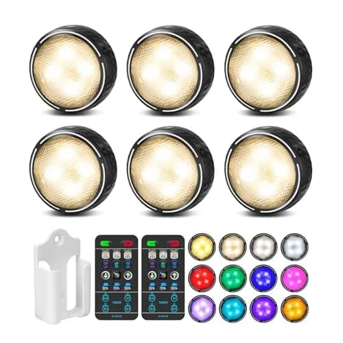 TECOMLIGHT Puck Lights with Remote 6 Pack | 13 Colors & White Tones, Battery-Operated, Adjustable Dimming thumbnail 1