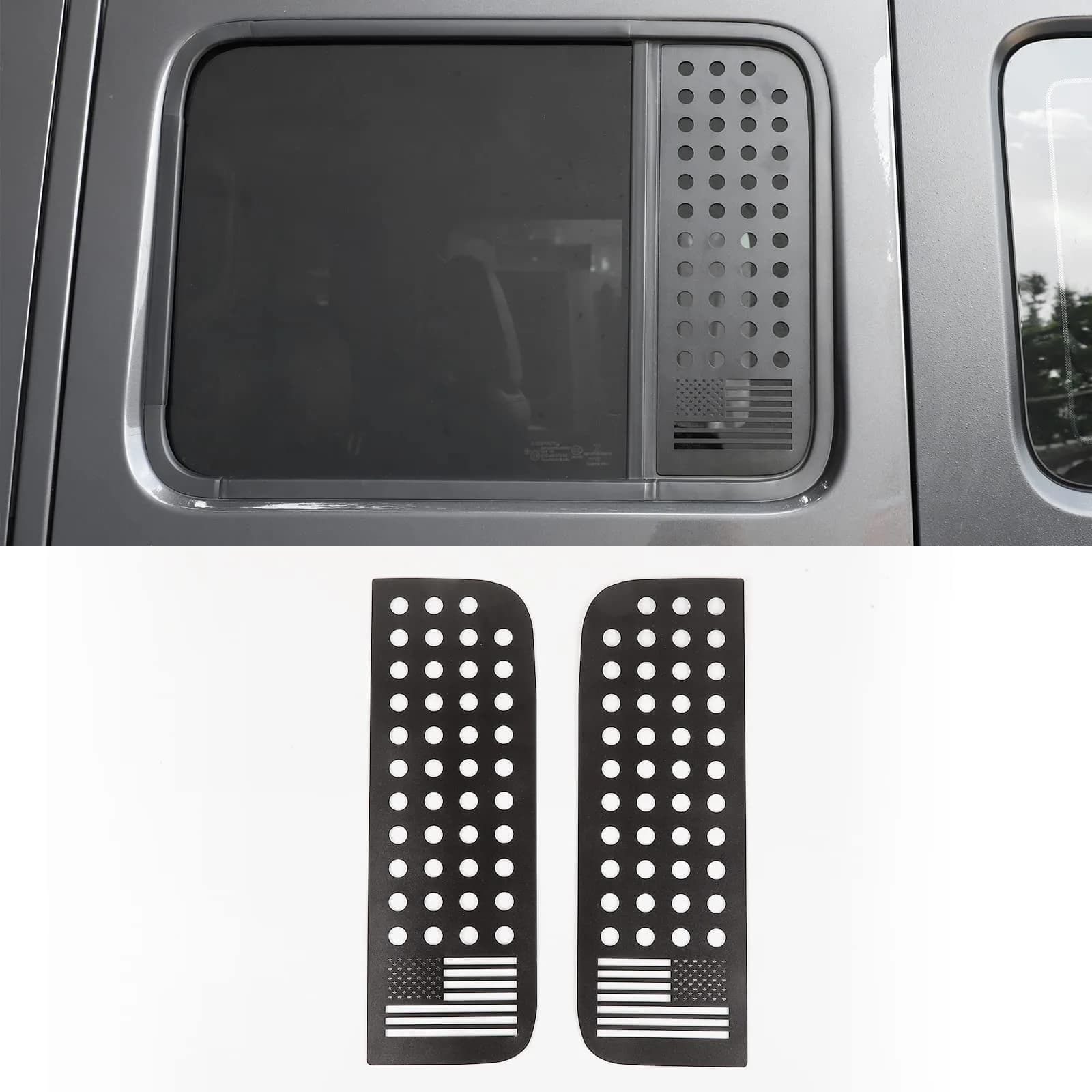 Hoolcar Black American Flag Sticker Decal Aluminum Alloy for Jeep Wrangler JL & Gladiator | Patriotic Modern — Black American Flag
