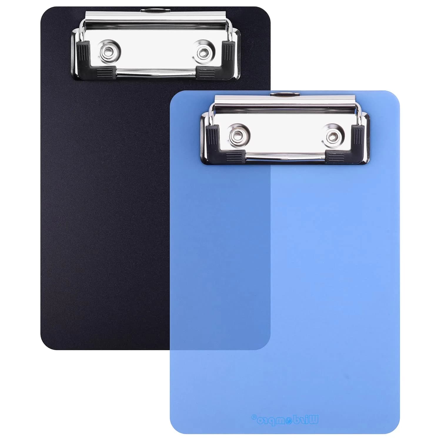 Wisdompro Black 2 Pack Mini Clipboards 10cm (4") x 15cm (6") | Lightweight Polypropylene & Stainless Steel Clip