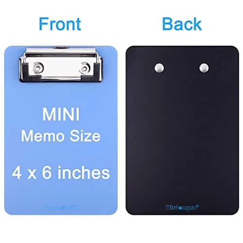Wisdompro Black 2 Pack Mini Clipboards 10cm (4") x 15cm (6") | Lightweight Polypropylene & Stainless Steel Clip thumbnail 3