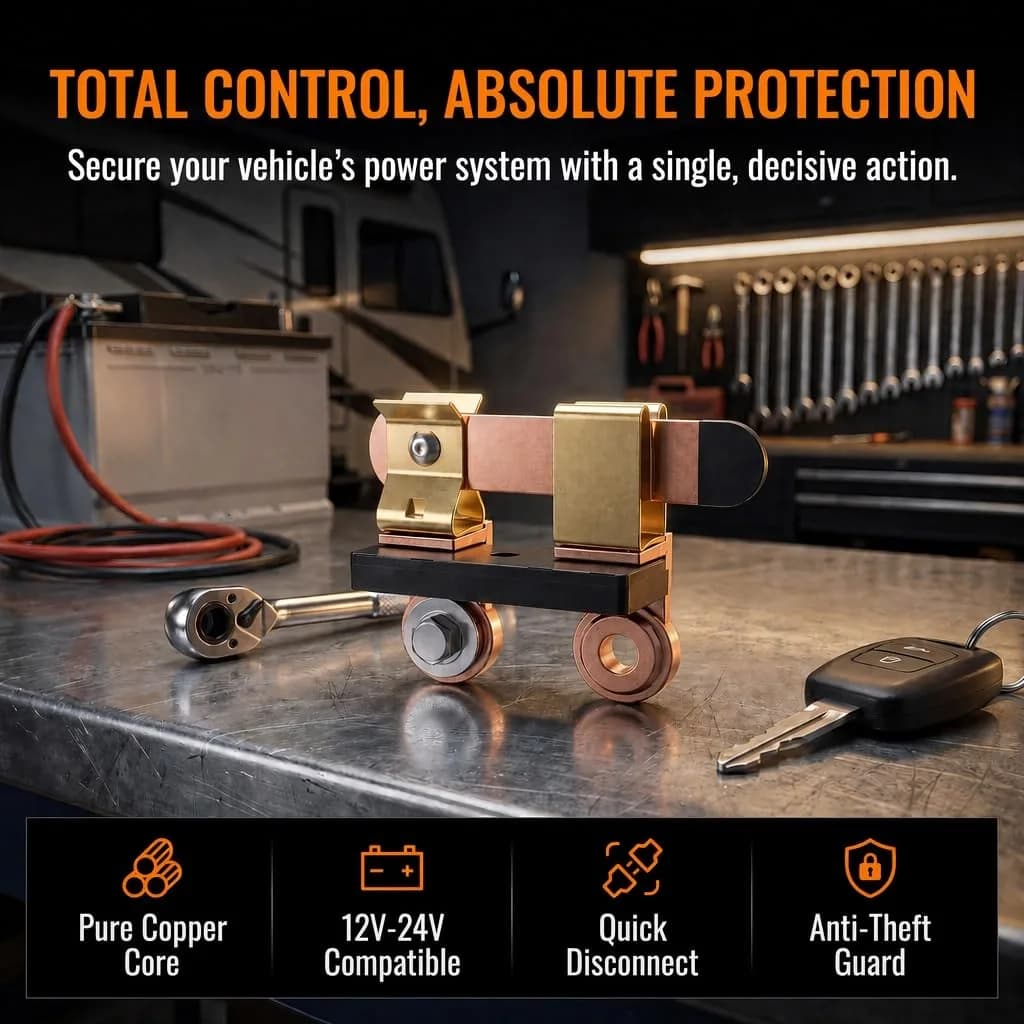 COZYEHOO Side Post Knife Blade Master Switch 12V 24V | Heavy Duty Brass Battery Disconnect - view 2