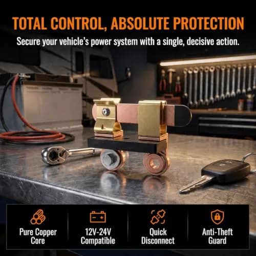 COZYEHOO Side Post Knife Blade Master Switch 12V 24V | Heavy Duty Brass Battery Disconnect thumbnail 2