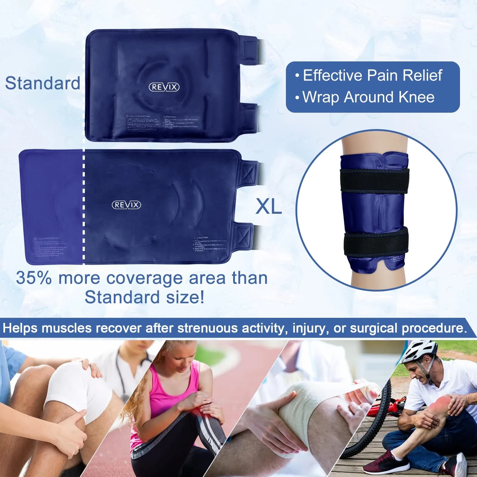 REVIX Navy Extra Large Knee Ice Pack Wrap 19" for Post-Workout Fatigue & Discomfort - view 2