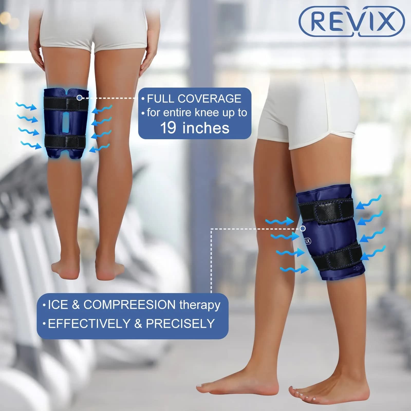 REVIX Navy Extra Large Knee Ice Pack Wrap 19" for Post-Workout Fatigue & Discomfort - view 4