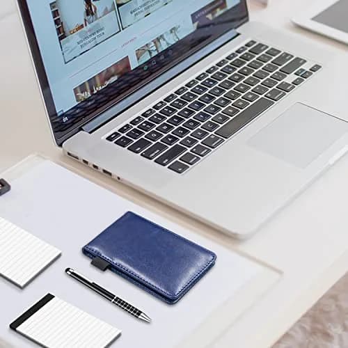 Xhwykzz Blue 7 Pcs Small Pocket Notepad Holder Set with Pen | Business Style PU Leather Mini Notebooks 3x5 Inch thumbnail 5