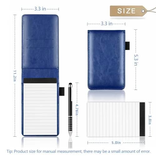Xhwykzz Blue 7 Pcs Small Pocket Notepad Holder Set with Pen | Business Style PU Leather Mini Notebooks 3x5 Inch thumbnail 7
