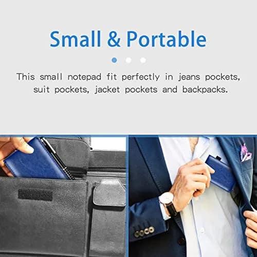 Xhwykzz Blue 7 Pcs Small Pocket Notepad Holder Set with Pen | Business Style PU Leather Mini Notebooks 3x5 Inch thumbnail 2
