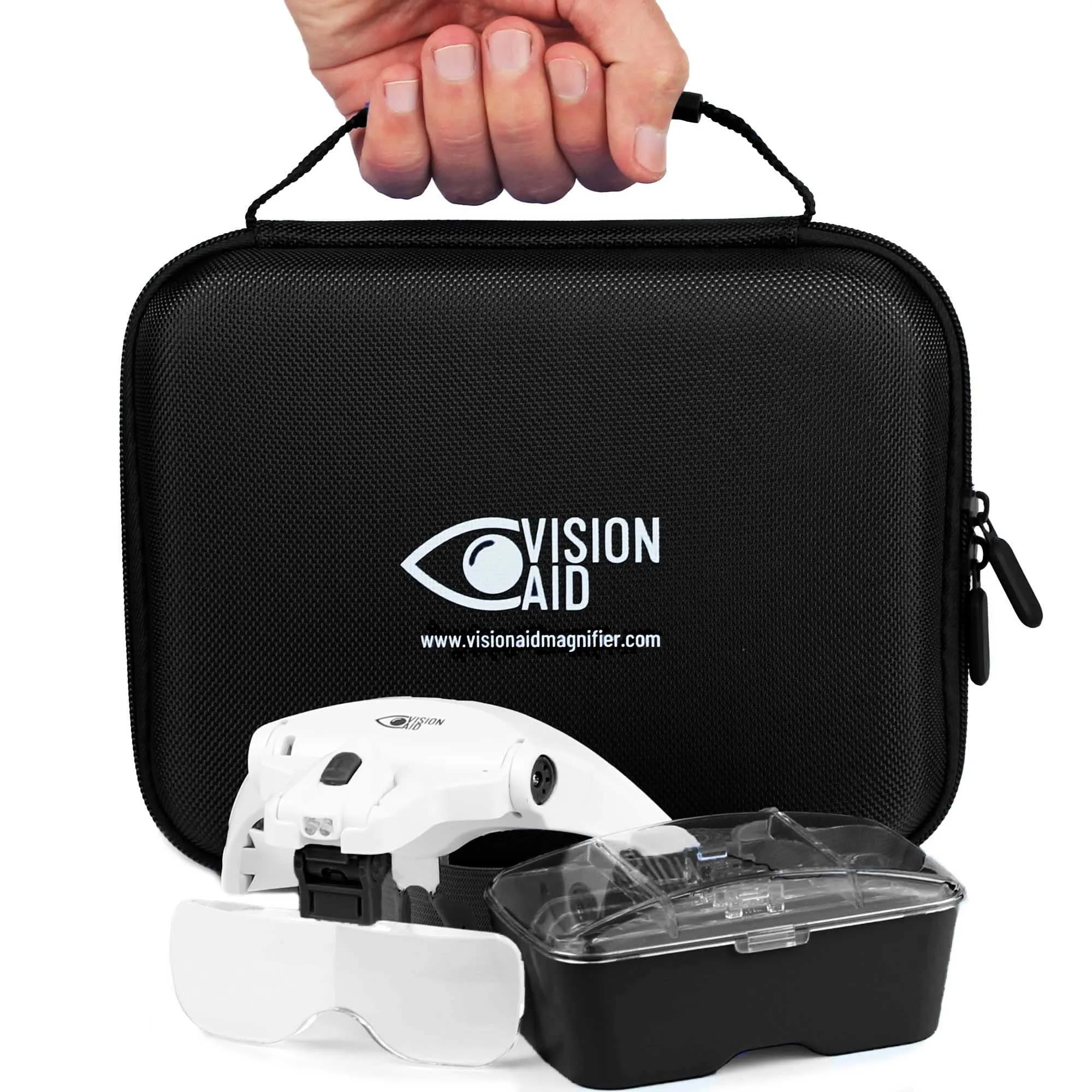 Vision Aid Magnifying Glasses with Light, 5 Magnification Powers (1x-3.5x) | Hands-Free Headband Magnifier with Storage Case - main product image