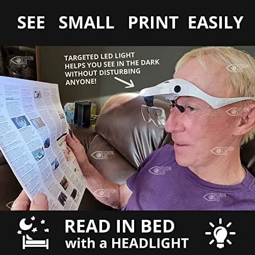 Vision Aid Magnifying Glasses with Light, 5 Magnification Powers (1x-3.5x) | Hands-Free Headband Magnifier with Storage Case thumbnail 7