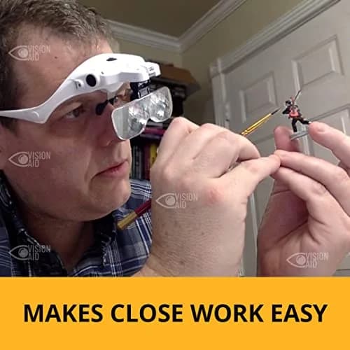 Vision Aid Magnifying Glasses with Light, 5 Magnification Powers (1x-3.5x) | Hands-Free Headband Magnifier with Storage Case thumbnail 8