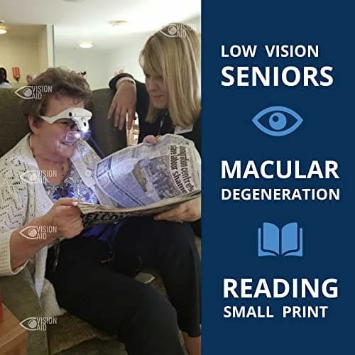 Vision Aid Magnifying Glasses with Light, 5 Magnification Powers (1x-3.5x) | Hands-Free Headband Magnifier with Storage Case thumbnail 9