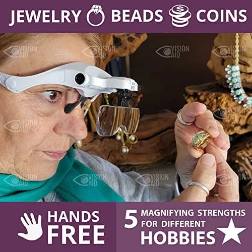 Vision Aid Magnifying Glasses with Light, 5 Magnification Powers (1x-3.5x) | Hands-Free Headband Magnifier with Storage Case thumbnail 3