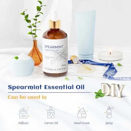 HIQILI Spearmint Essential Oil 100ml (3.38 Fl Oz) | Pure & Natural for Aromatherapy, Skin Care thumbnail 5