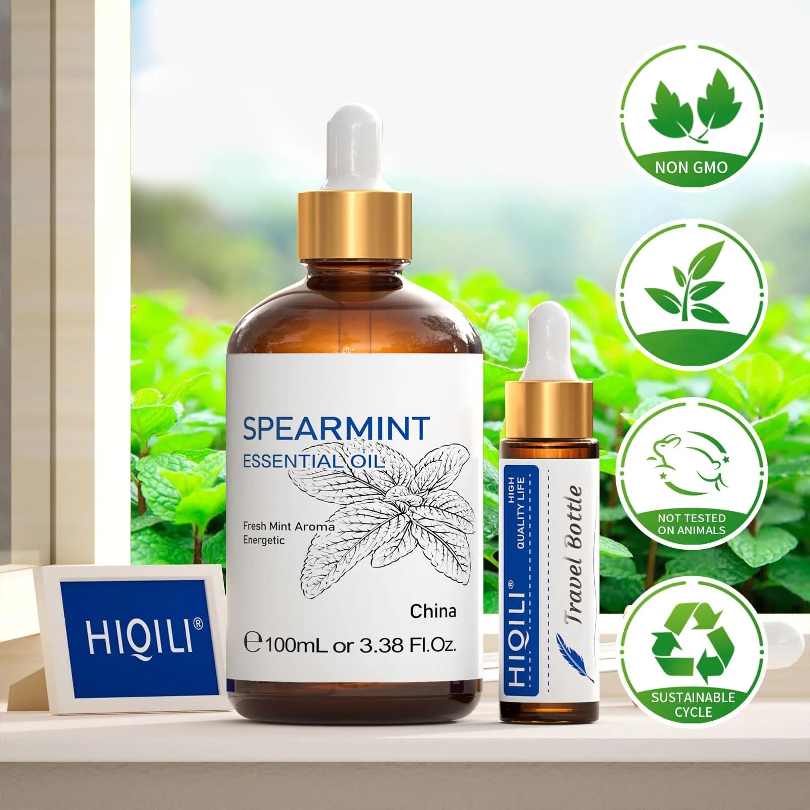 HIQILI Spearmint Essential Oil 100ml (3.38 Fl Oz) | Pure & Natural for Aromatherapy, Skin Care - view 7